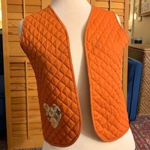 Vintage Reversible Quilted Heart Vest Small